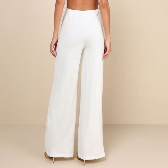 Lulus Thinking Out Loud White Backless Jumpsuit Size XL NEW NWT - Picture 13 of 15